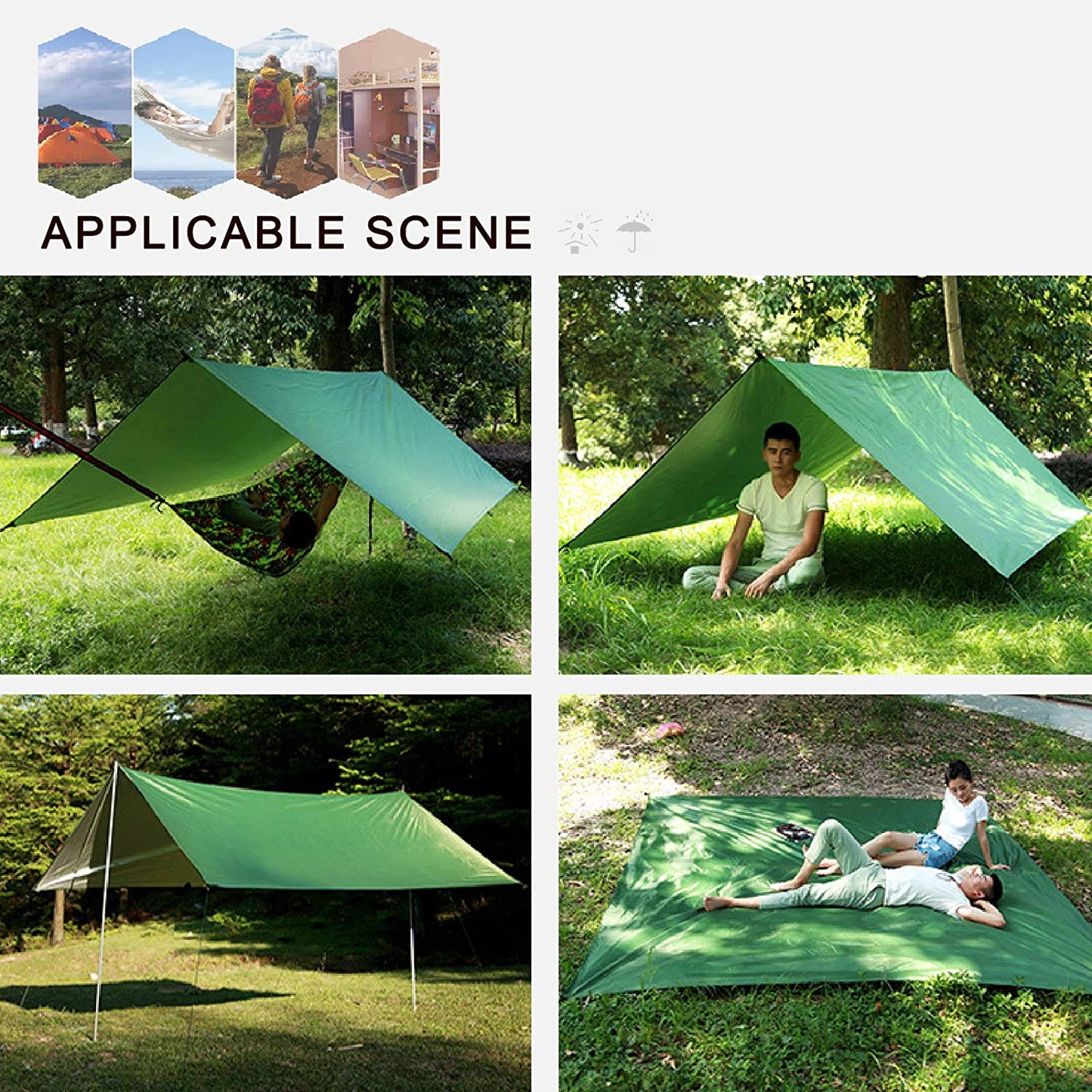 Waterproof Rain Fly, Tent Tarp, Lightweight Portable Waterproof, Ripstop Easily Fold, Sun Shelter UV Protection