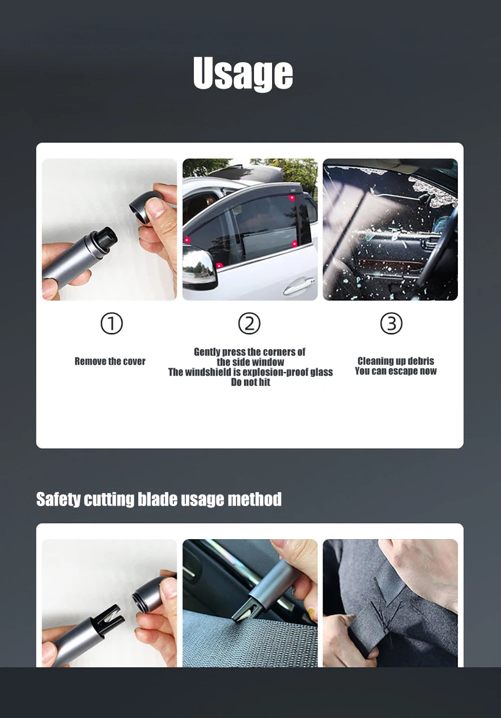 Car Safety Hammer Auto Emergency Glass Window Breaker Seat Belt Cutter Aluminum Escape Emergency Hammer Life-saving Rescue Tool