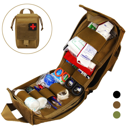 Tactical Molle First Aid Kit, Survival Bag, 1000D Nylon Emergency Pouch, Military Outdoor Travel Pack, Camping